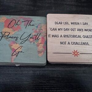 Inspirational Quote Wooden Coaster Set - Floral Map Design